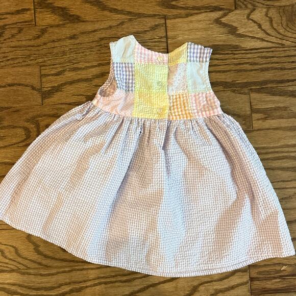 Youngland Patchwork Gingham Dress 24 Months Pastel Hearts Seersucker Baby Girl - Picture 3 of 4